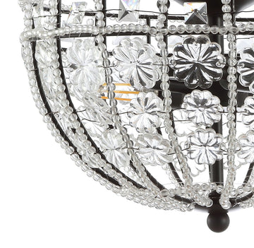 Billie 12" Crystal Flower Metal/Acrylic LED Semi Flush Mount - JONATHAN Y